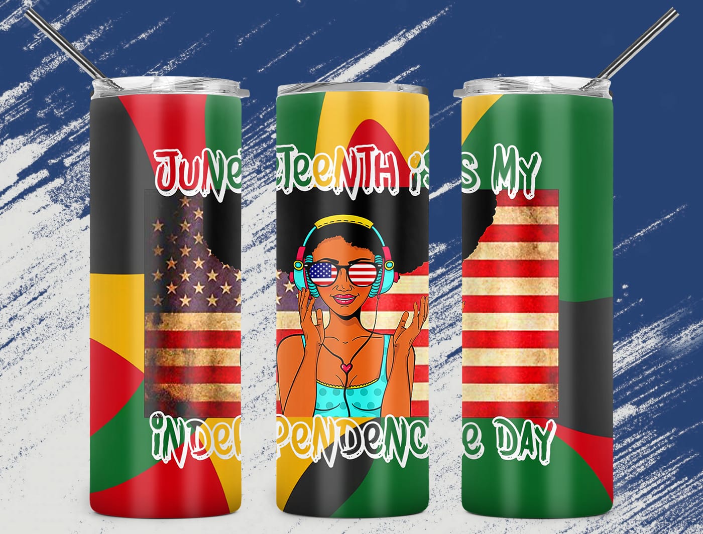 black girl - juneteenth is my independence skinny tumbler