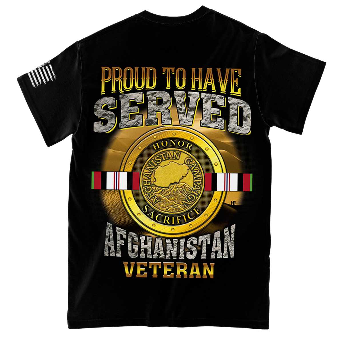 proud to have served afghanistan veteran all over print t-shirt