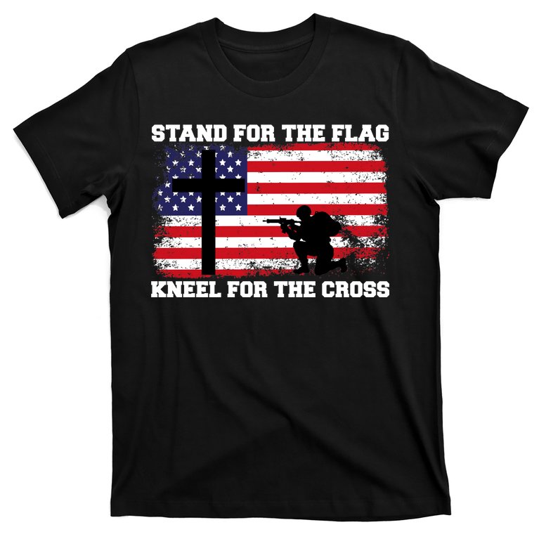 stand for the flag kneel for the cross usa army t-shirt