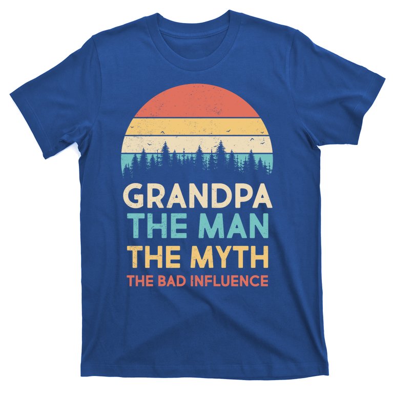 vintage grandpa man myth the bad influence t-shirt