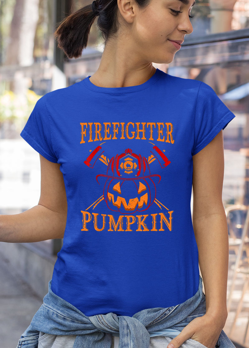 firefighter pumpkin and firefighter halloween costume funny halloween shirt