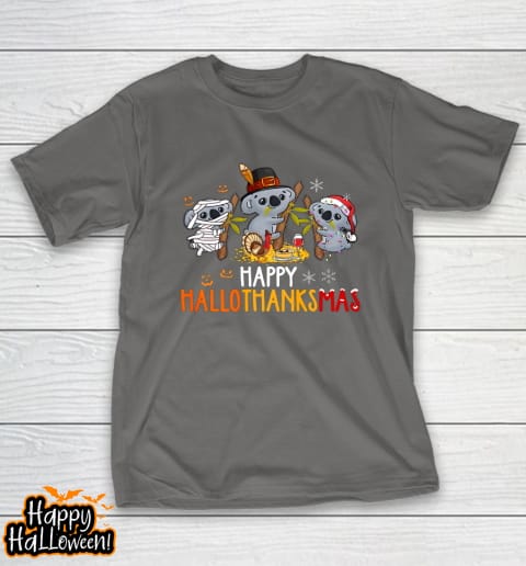 koala halloween and merry christmas happy hallothanksmas shirt