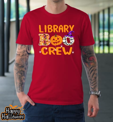 library boo crew school librarian halloween library book shirt