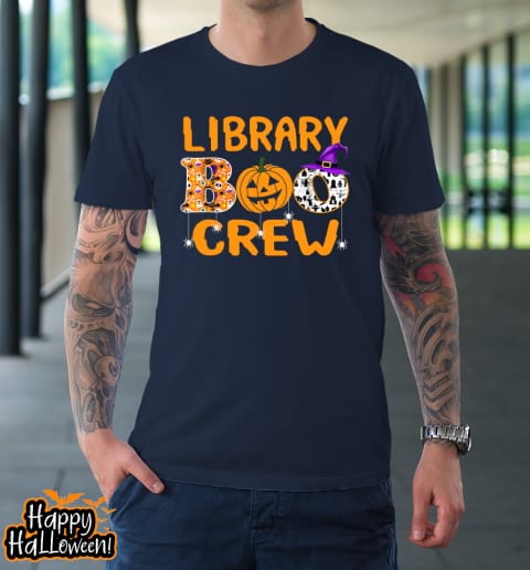 library boo crew school librarian halloween library book shirt