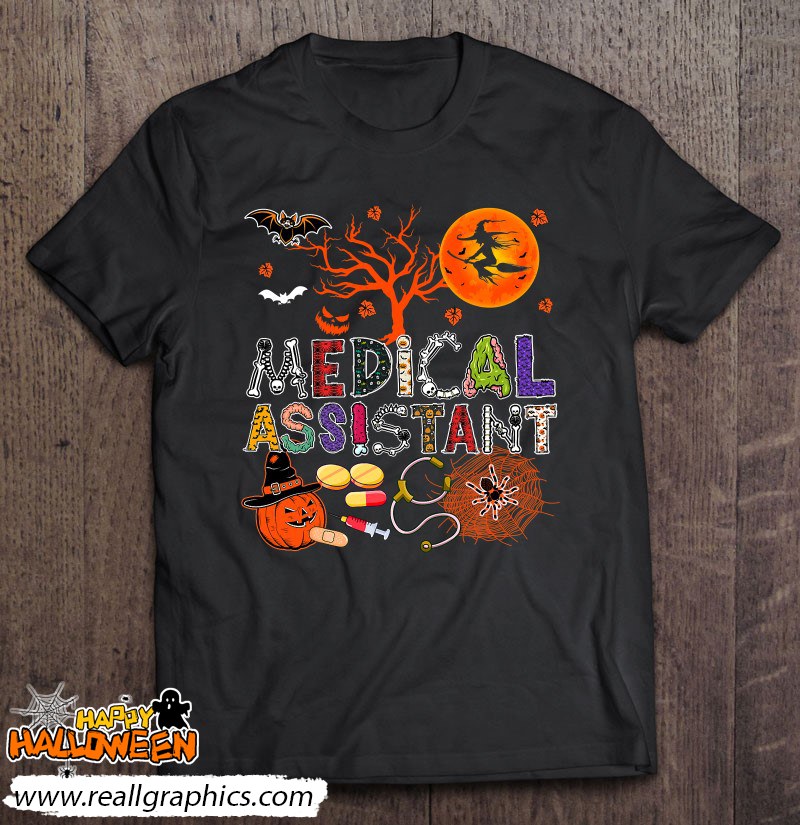 medical assistant halloween zombie costume scary pumpkin shirt
