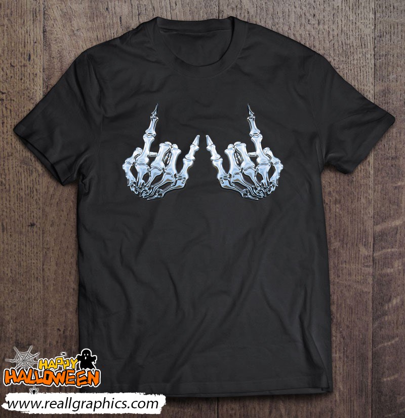 rock on rock star skeleton hands shirt