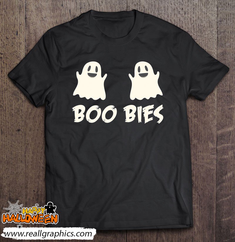 say boo ghost boo-bies spooky halloween shirt