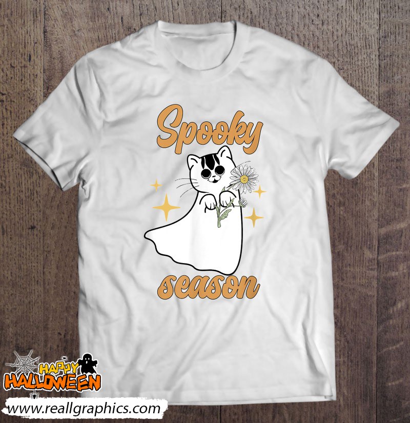 scary spooky halloween flower cat design shirt
