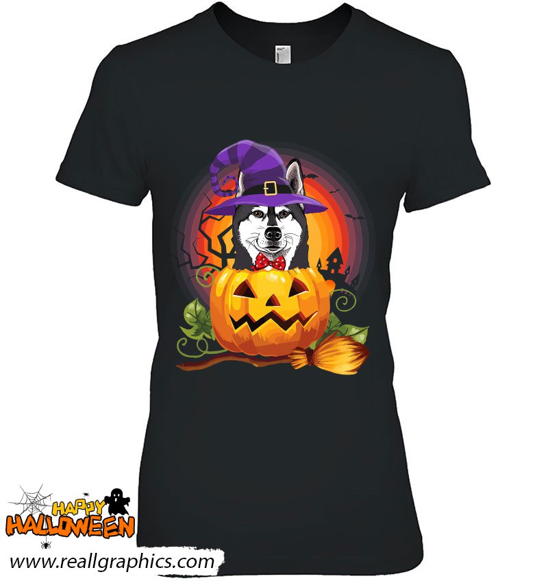 siberian husky witch pumpkin halloween dog lover costume shirt