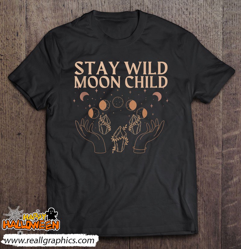 tarot card aesthetic witchy celestial stay wild moon child shirt