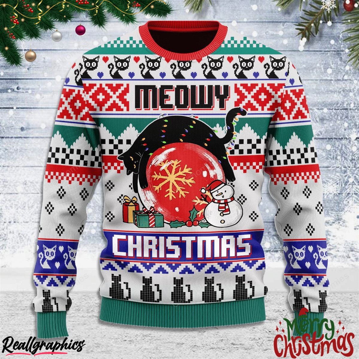 meoy christmas all over print ugly sweatshirt, sweater