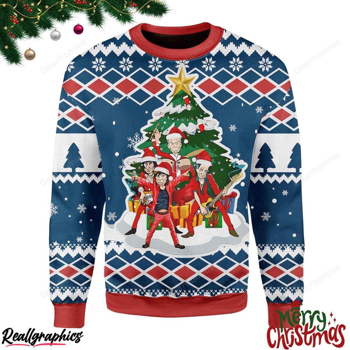 merry christmas all i want for christmas is rock and roll christmas ugly sweatshirt - sweater