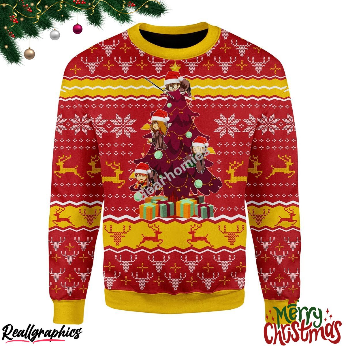 merry christmas chibi harry p christmas ugly sweatshirt - sweater