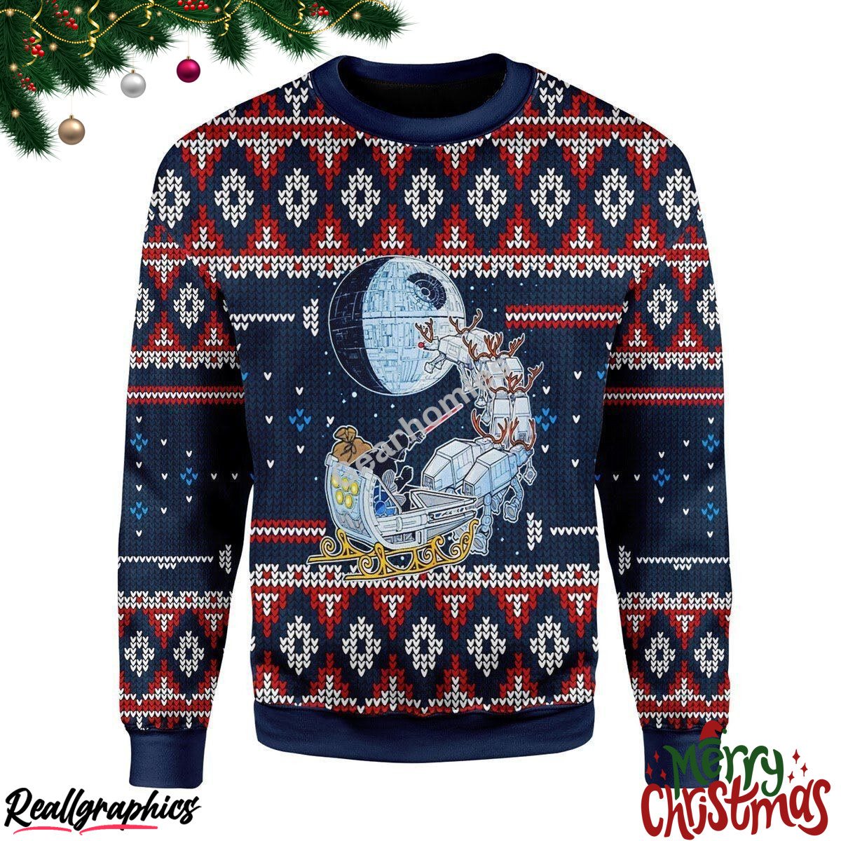 merry christmas darth santa all over print ugly sweatshirt, sweater