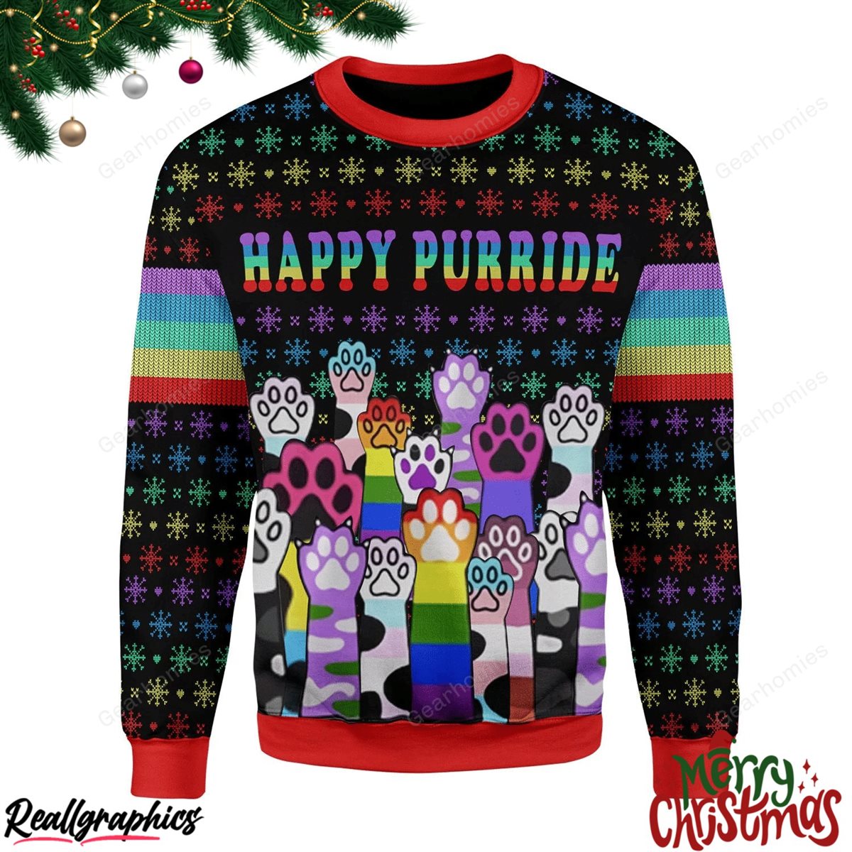 merry christmas happy purride lgbt christmas ugly sweatshirt - sweater