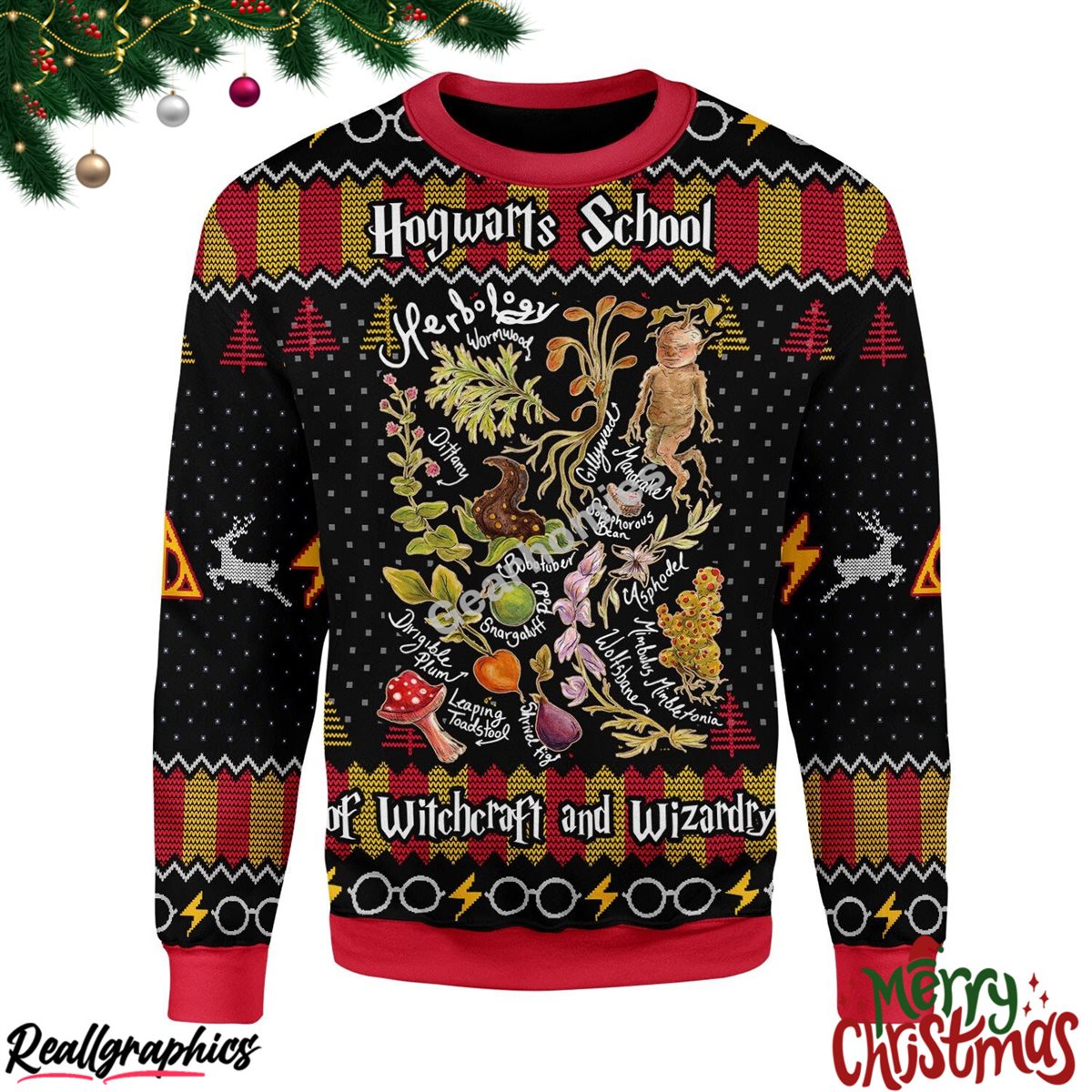 merry christmas herbology harry p christmas ugly sweatshirt - sweater
