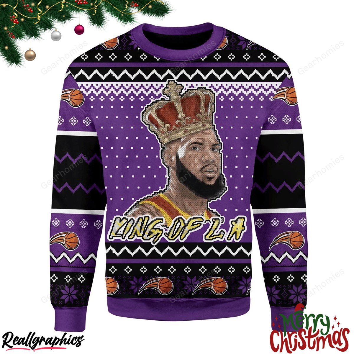 merry christmas king of la all over print ugly sweatshirt, sweater