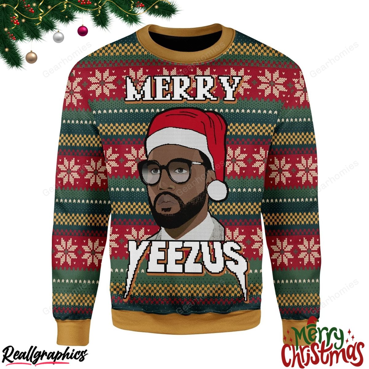 merry christmas merry yeezus meme christmas ugly sweatshirt - sweater