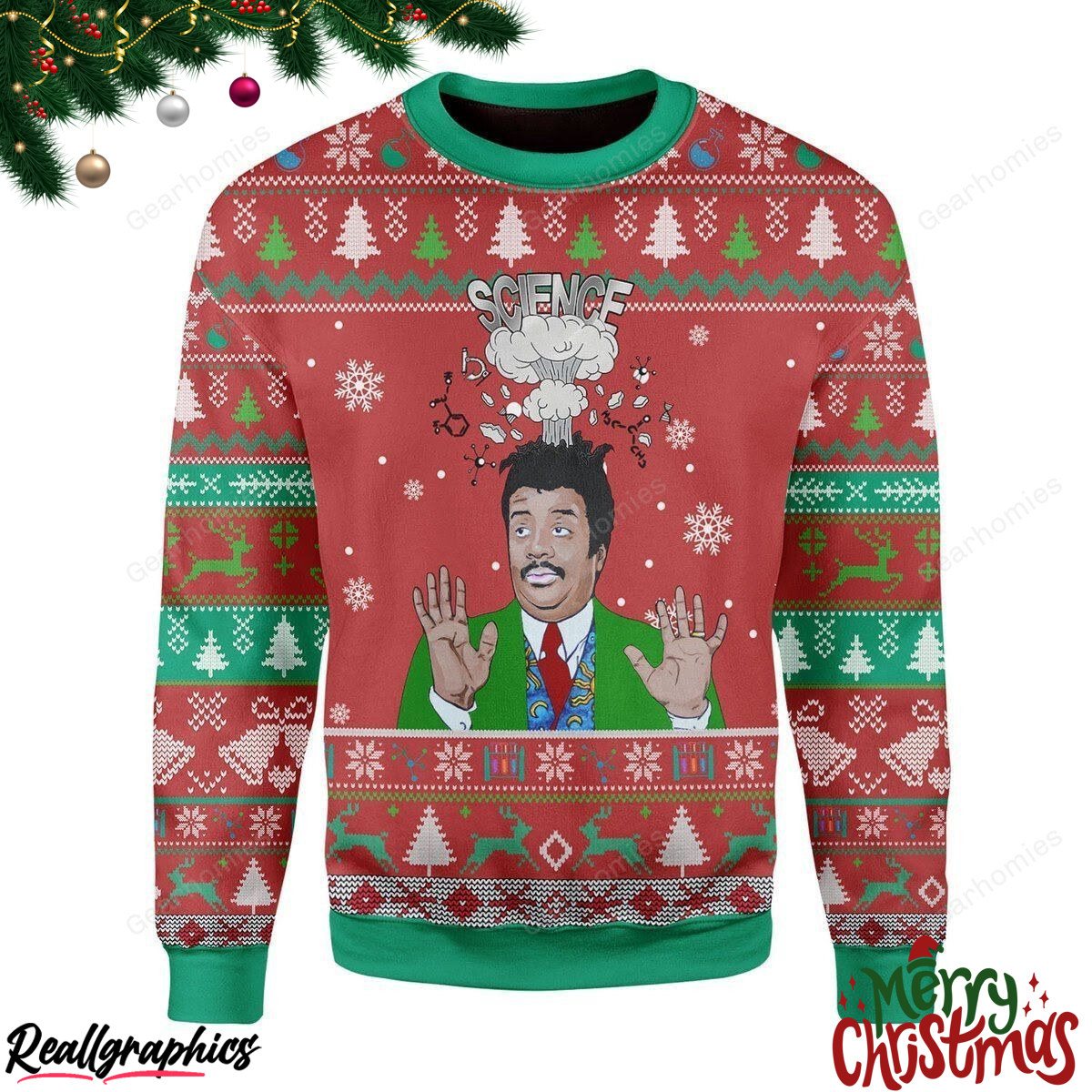 merry christmas neil degrasse tyson science big bang christmas ugly sweatshirt - sweater