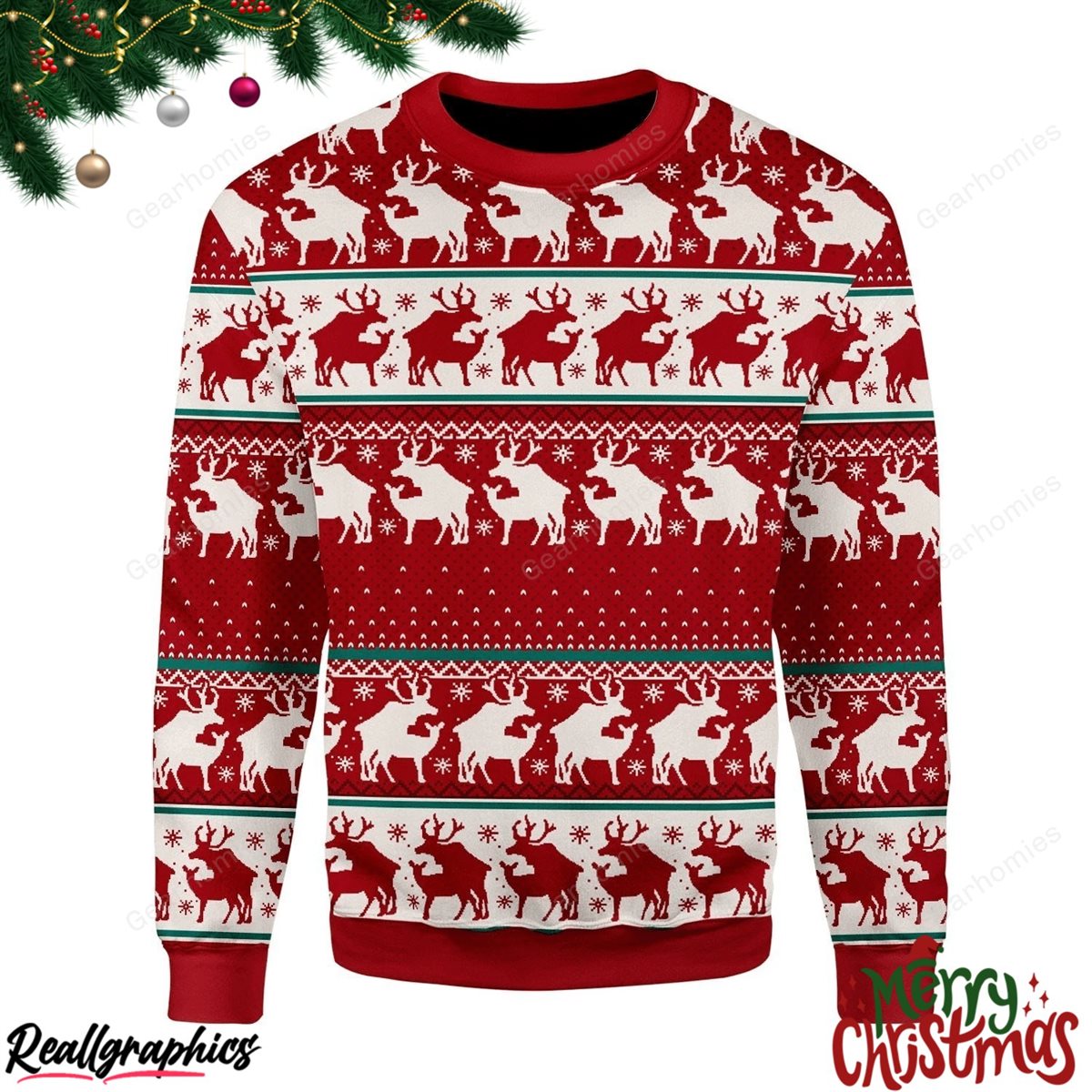 merry christmas reindeer christmas ugly sweatshirt - sweater