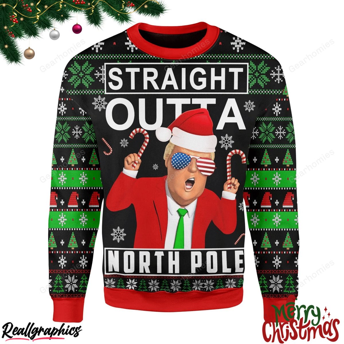 merry christmas straight outta north pole christmas ugly sweatshirt - sweater