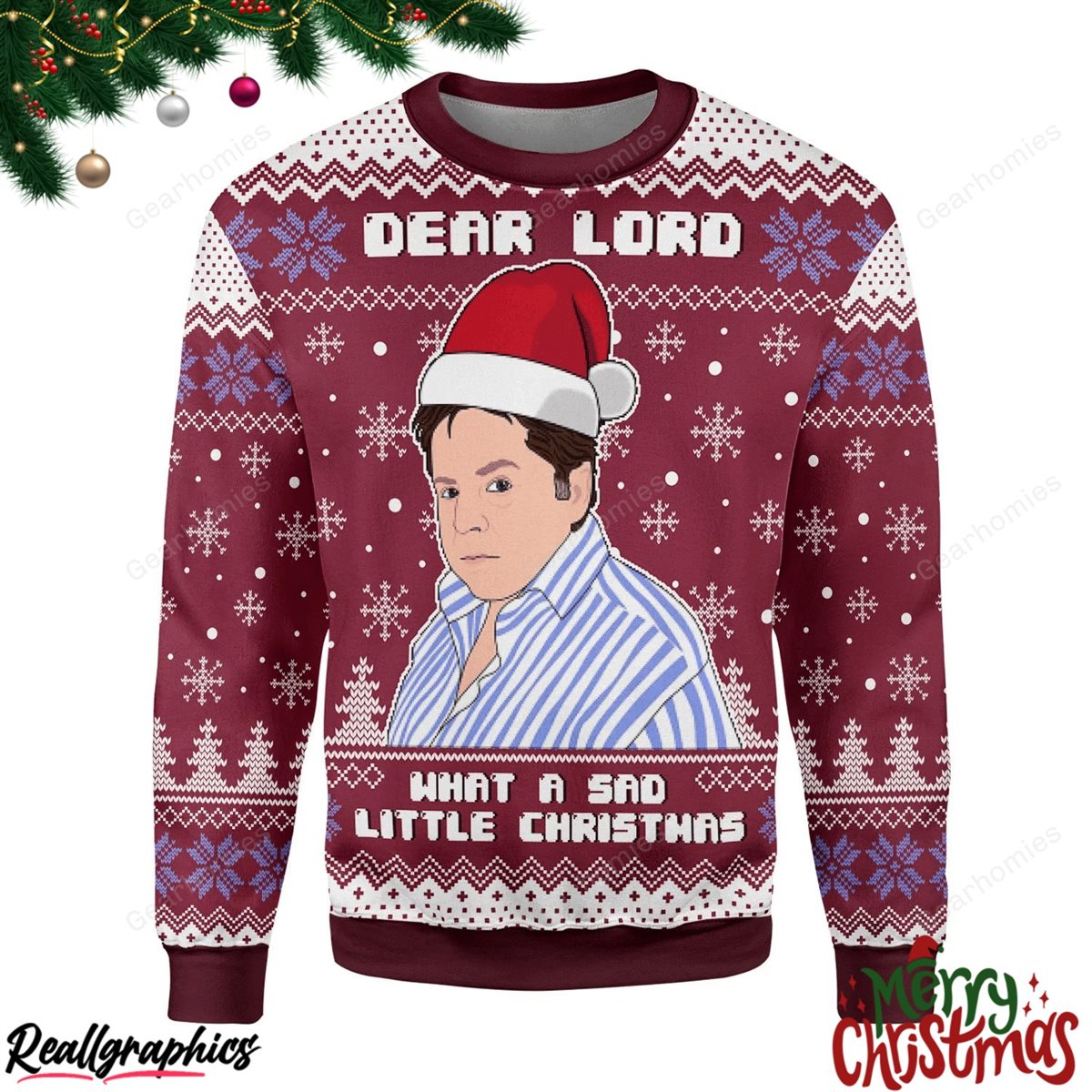 merry christmas what a sad little christmas all over print ugly sweatshirt, sweater