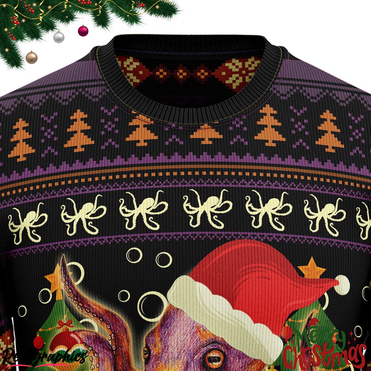 octopus ornament ugly sweatshirt, sweater