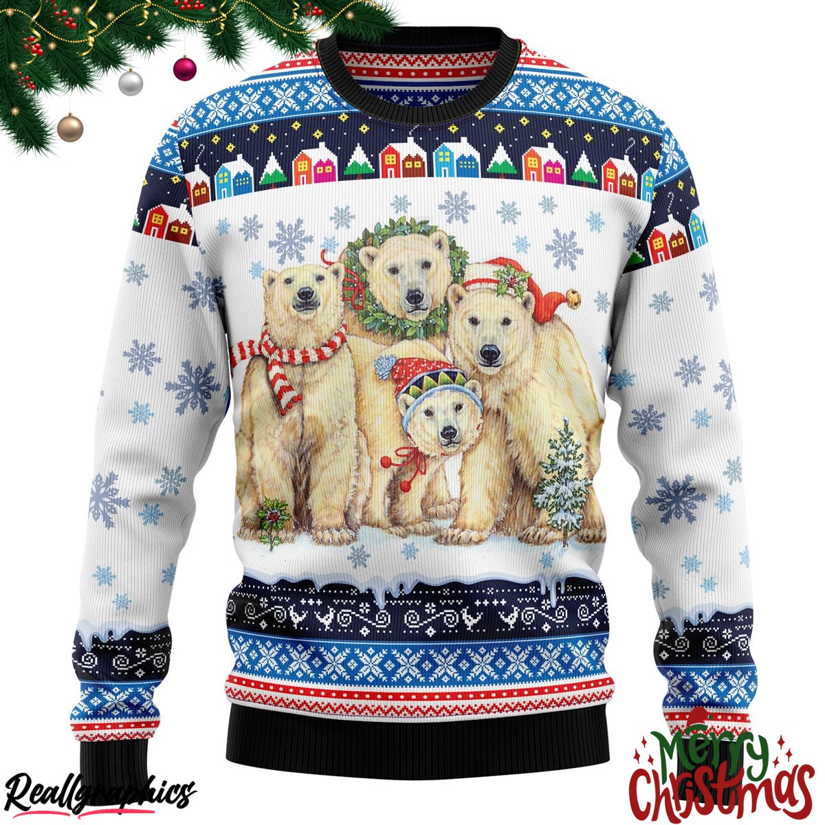 polar bears christmas ugly sweatshirt, sweater