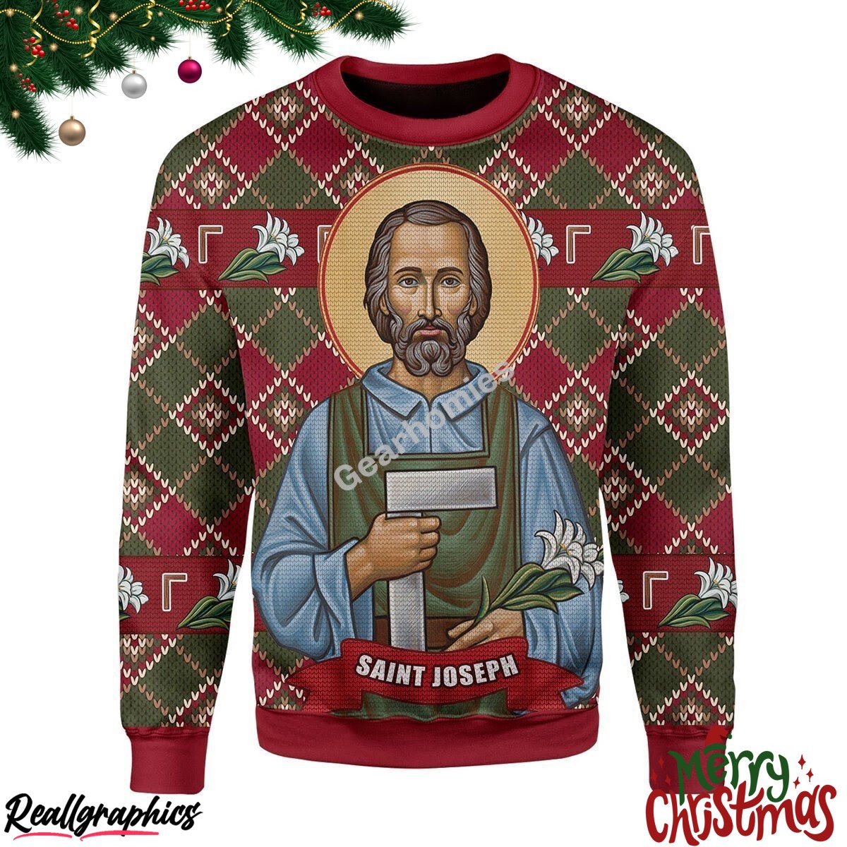 saint joseph christmas ugly sweatshirt - sweater