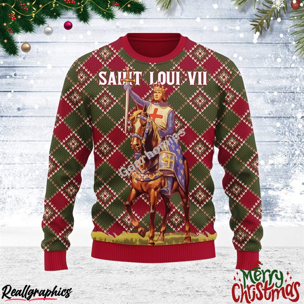 saint loui vii all over print ugly sweatshirt, sweater