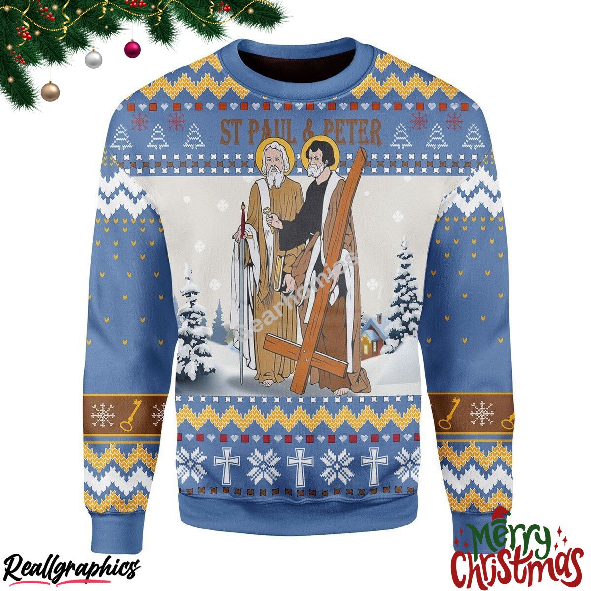 saints paul and peter christmas ugly sweatshirt - sweater