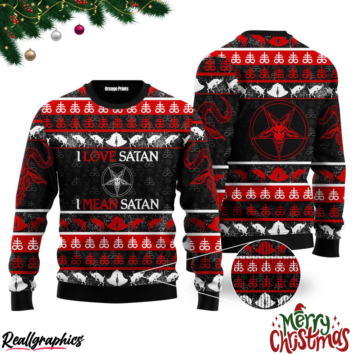 satanic tribal red christmas ugly sweatshirt, sweater