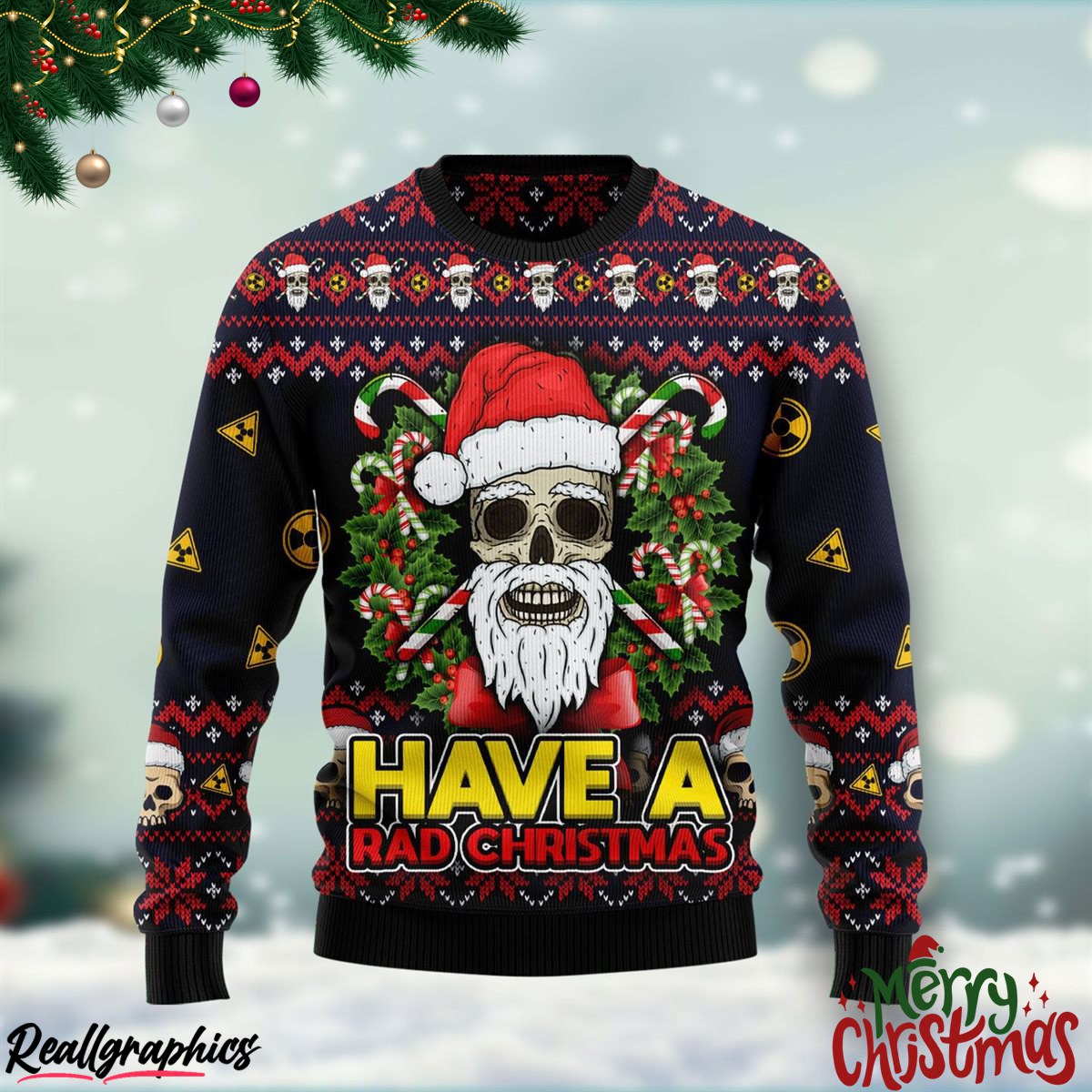 skull have a rad christmas christmas ugly sweatshirt, sweater