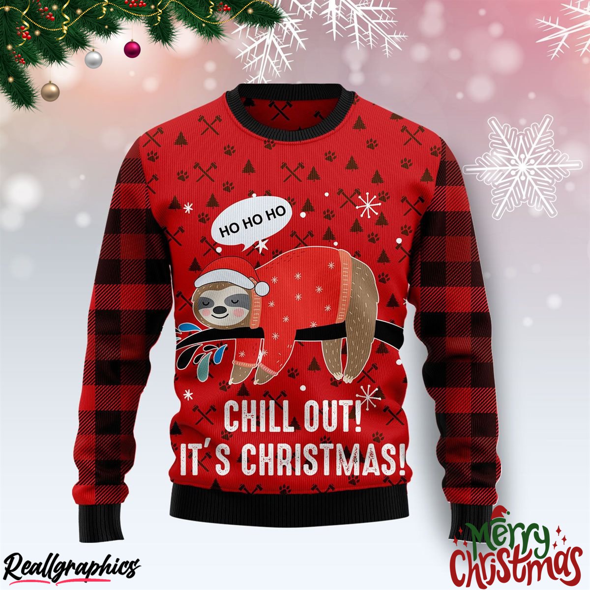 sloth chill out christmas ugly sweatshirt, sweater