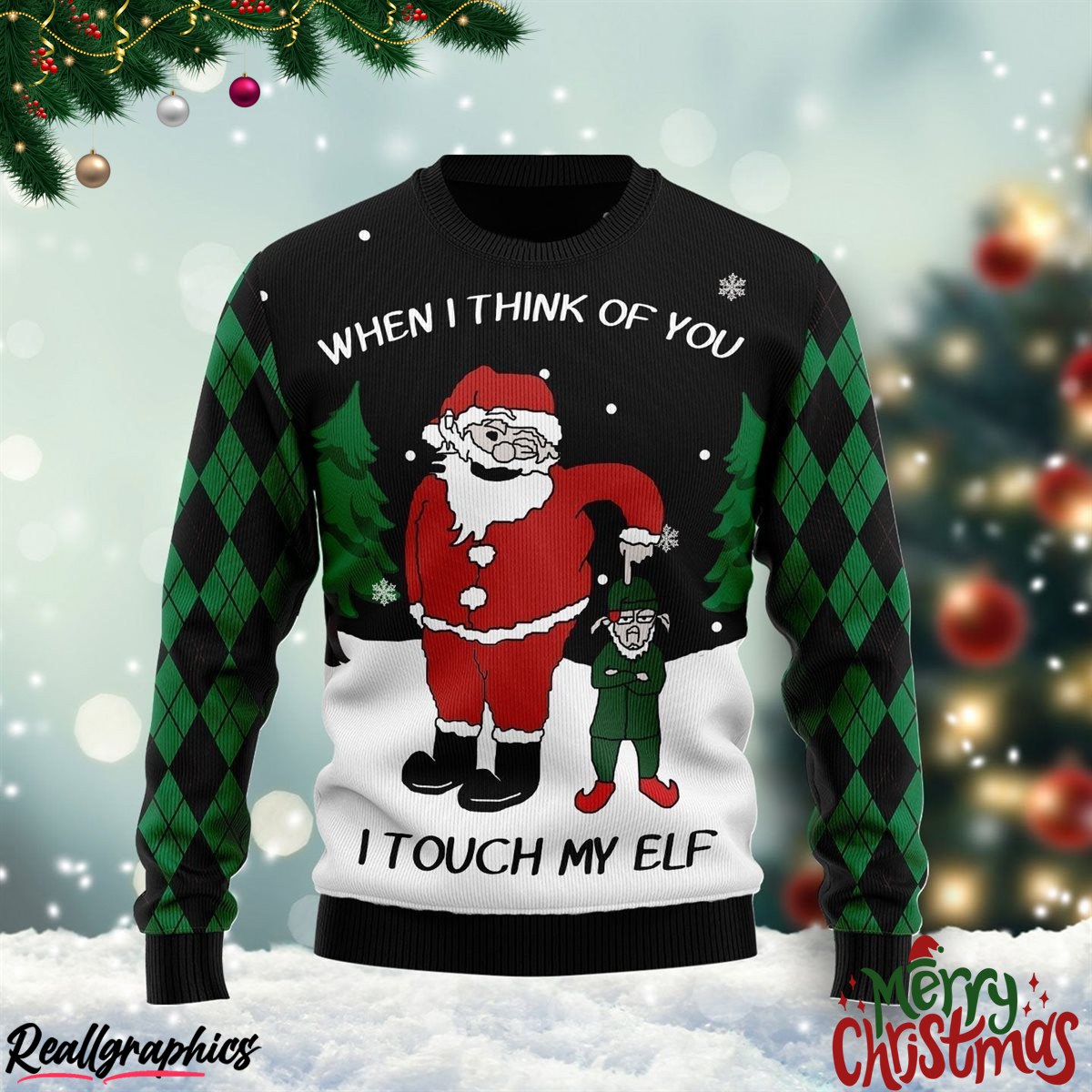 when i think of you i touch my elf christmas ugly sweatshirt, sweater