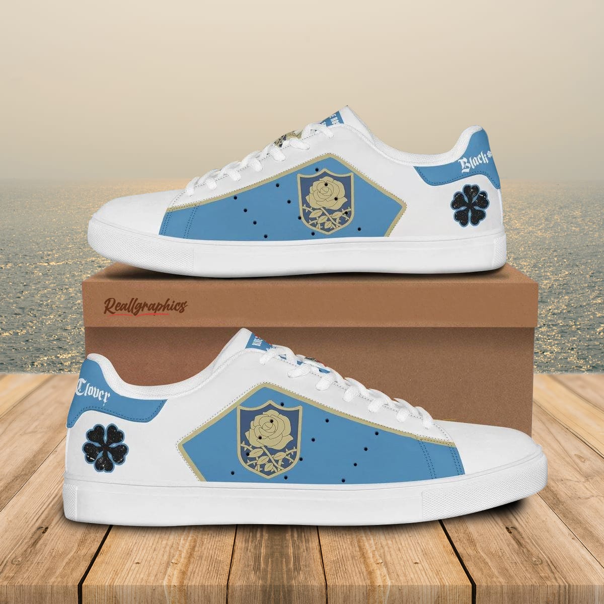 black clover blue rose stan smith shoes, custom anime sneakers