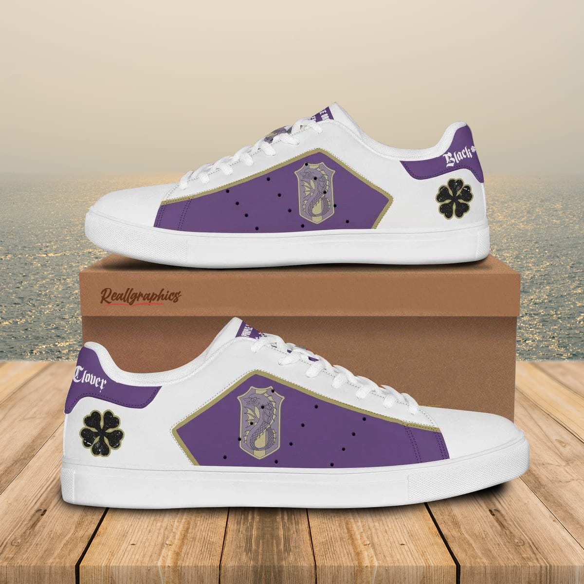 black clover purple orca stan smith shoes, custom anime sneakers