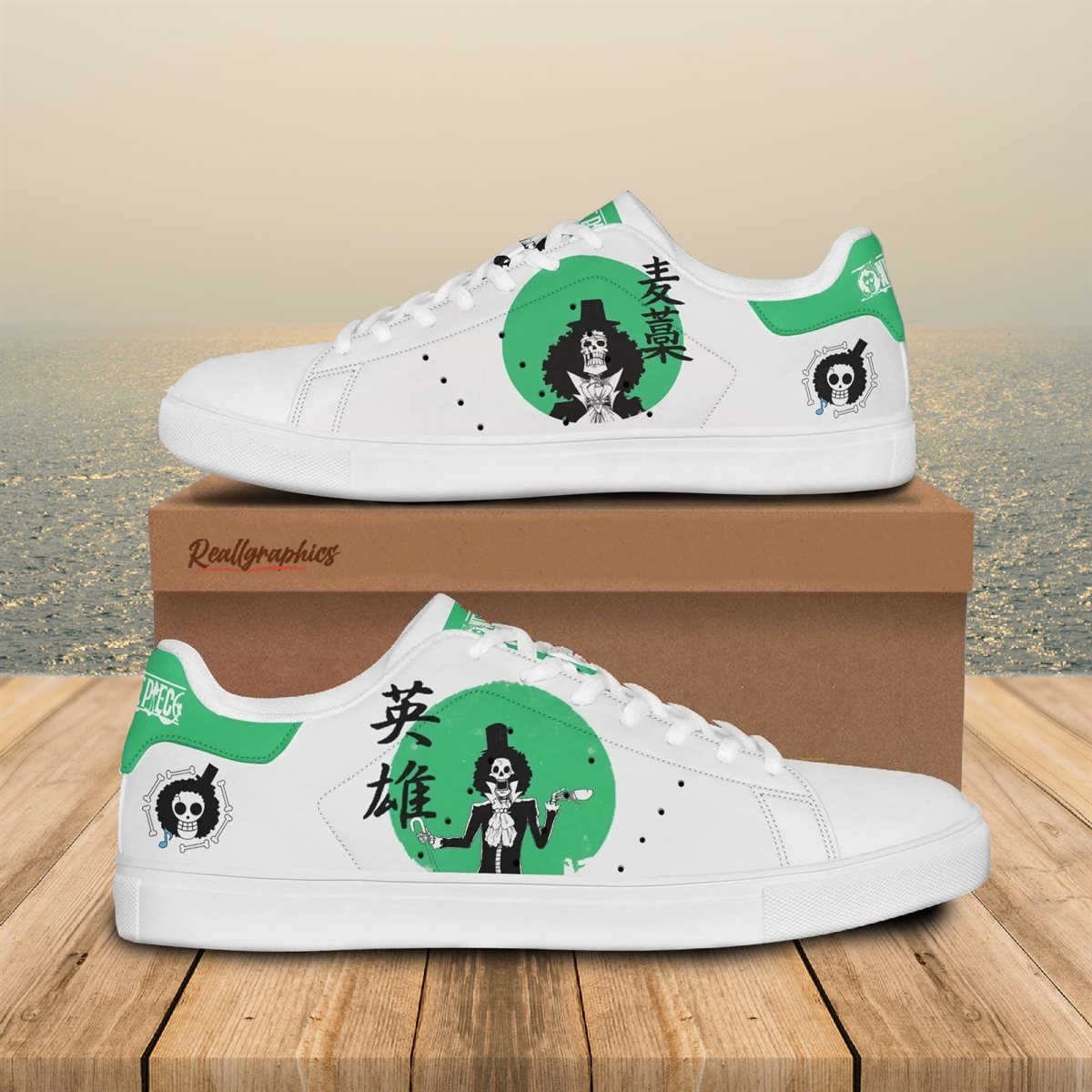 brook sneakers custom one piece anime shoes