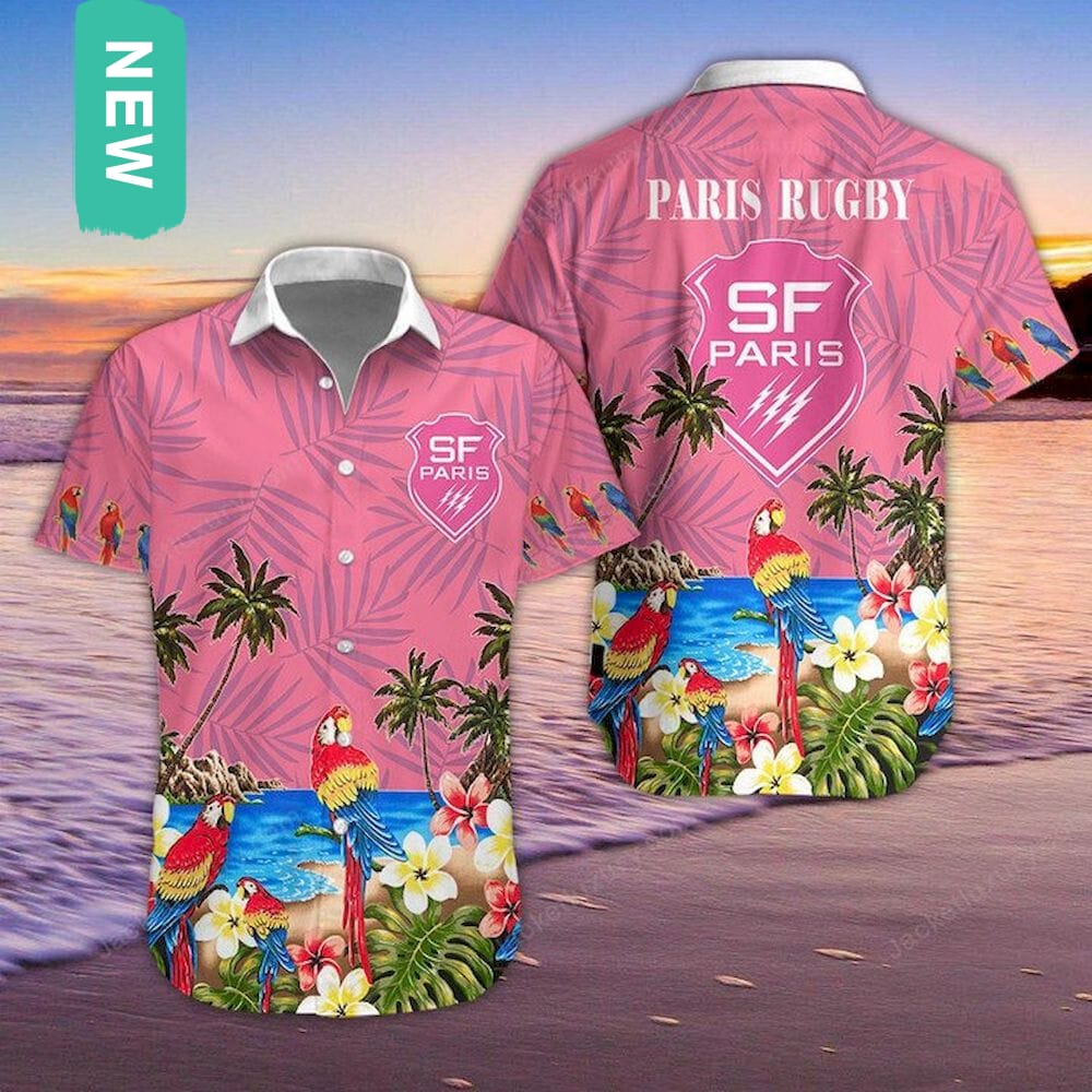 stade francais paris 3d hawaiian shirt