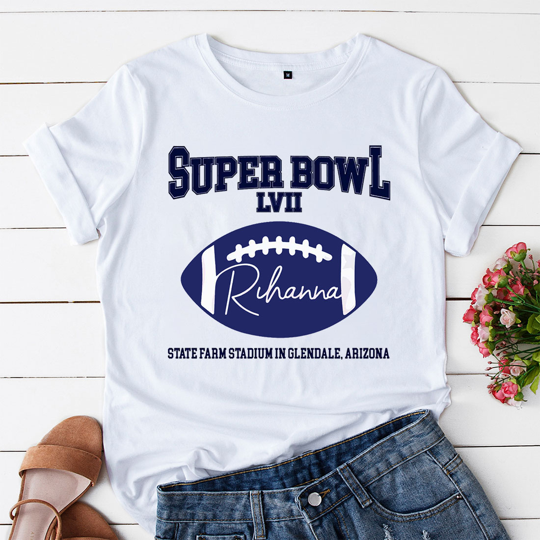 super bowl lvii rihanna state farm stadium in glendale shirt
