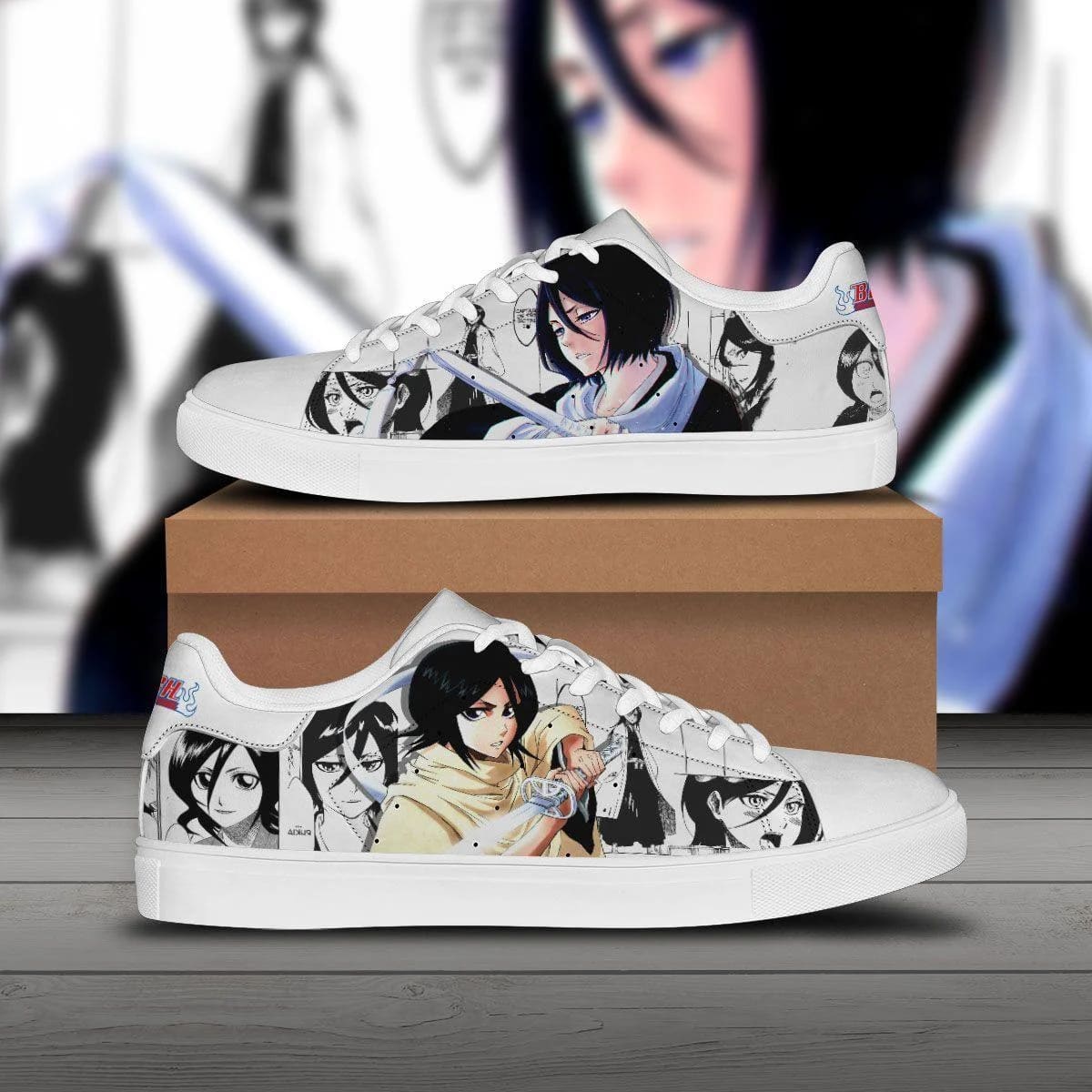 rukia kuchiki skate sneakers bleach custom anime shoes