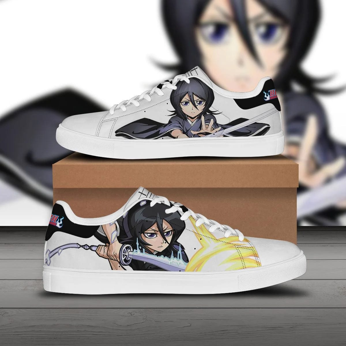 rukia kuchiki skate sneakers custom bleach anime shoes