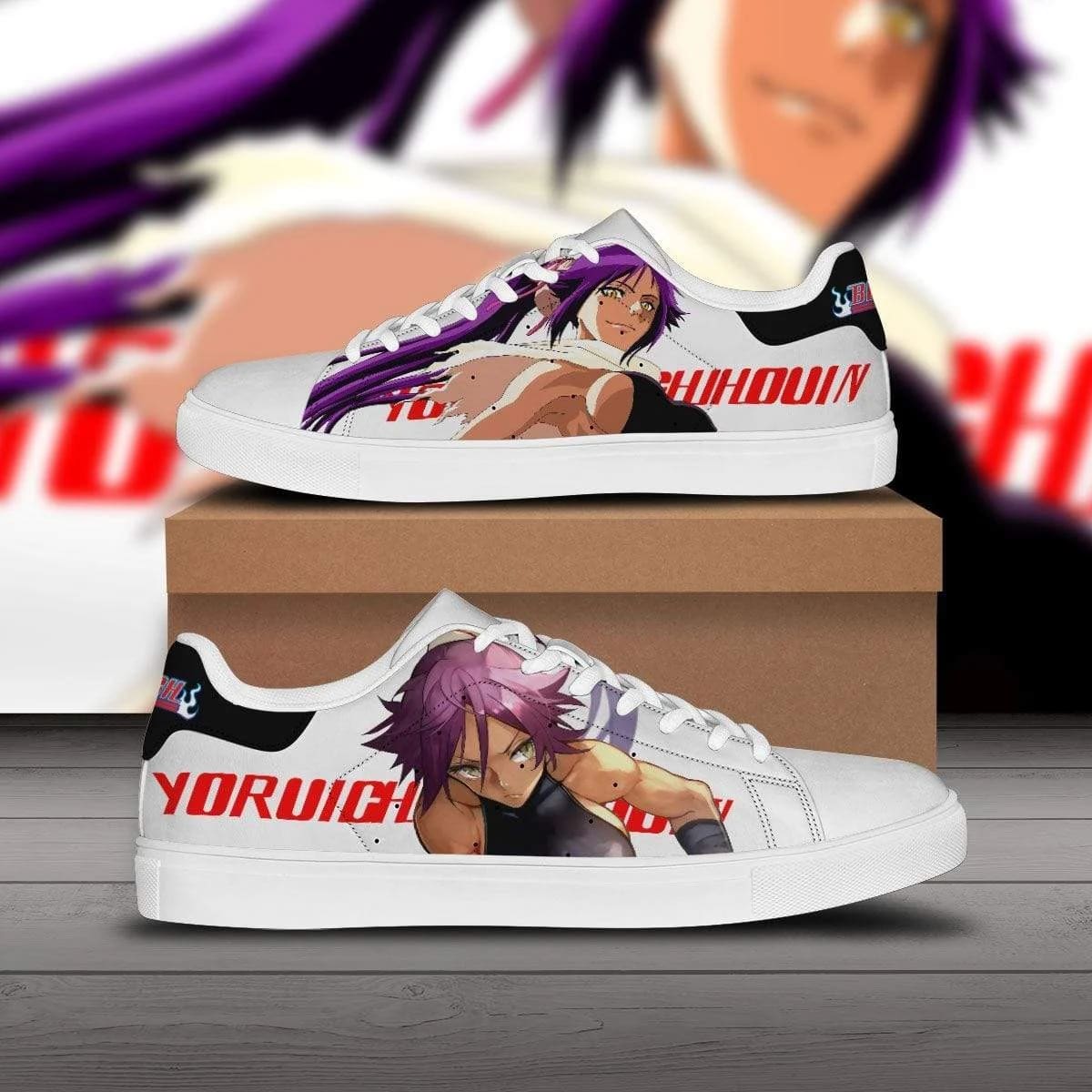 shihouin yoruichi skate sneakers custom bleach anime shoes