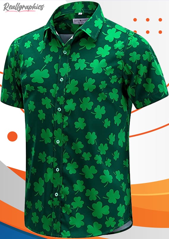 st.patrick's day irish clover casual short sleeve hawaiian button up shirt
