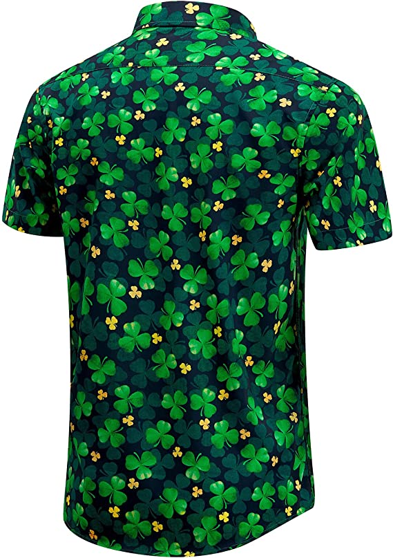st.patrick's day shirt irish clover printed casual short sleeve