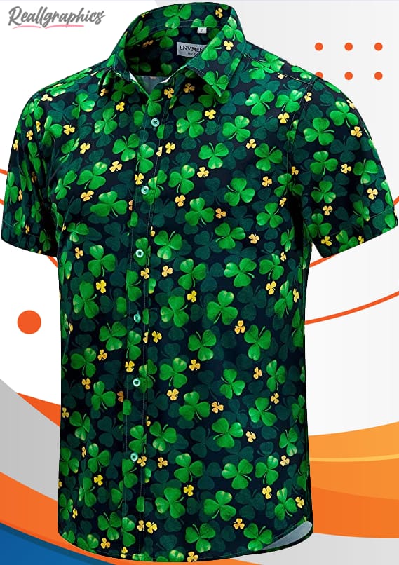 st.patrick's day shirt irish clover printed casual short sleeve