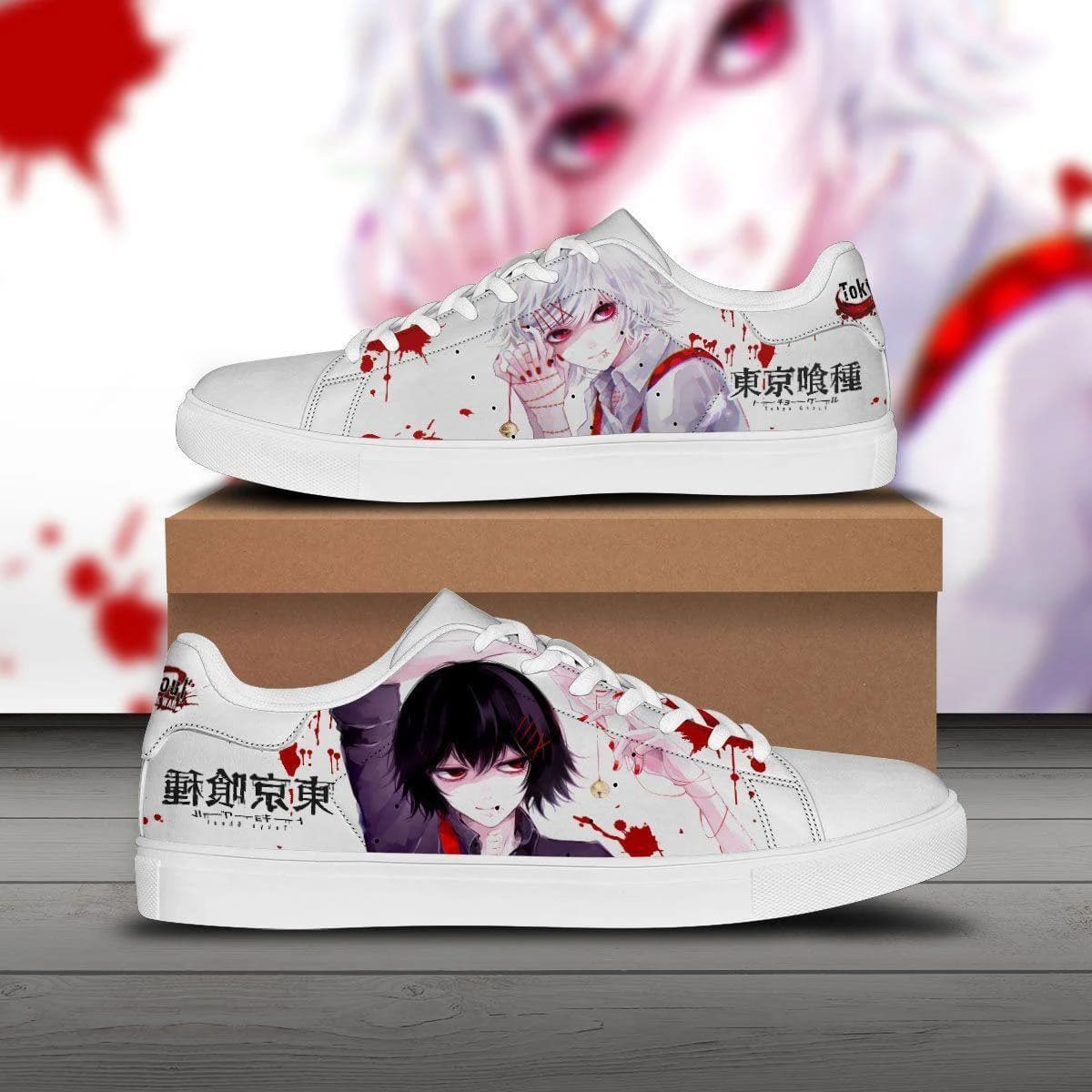 tokyo ghould shoes juuzou suzuya skateboard low top custom anime sneakers