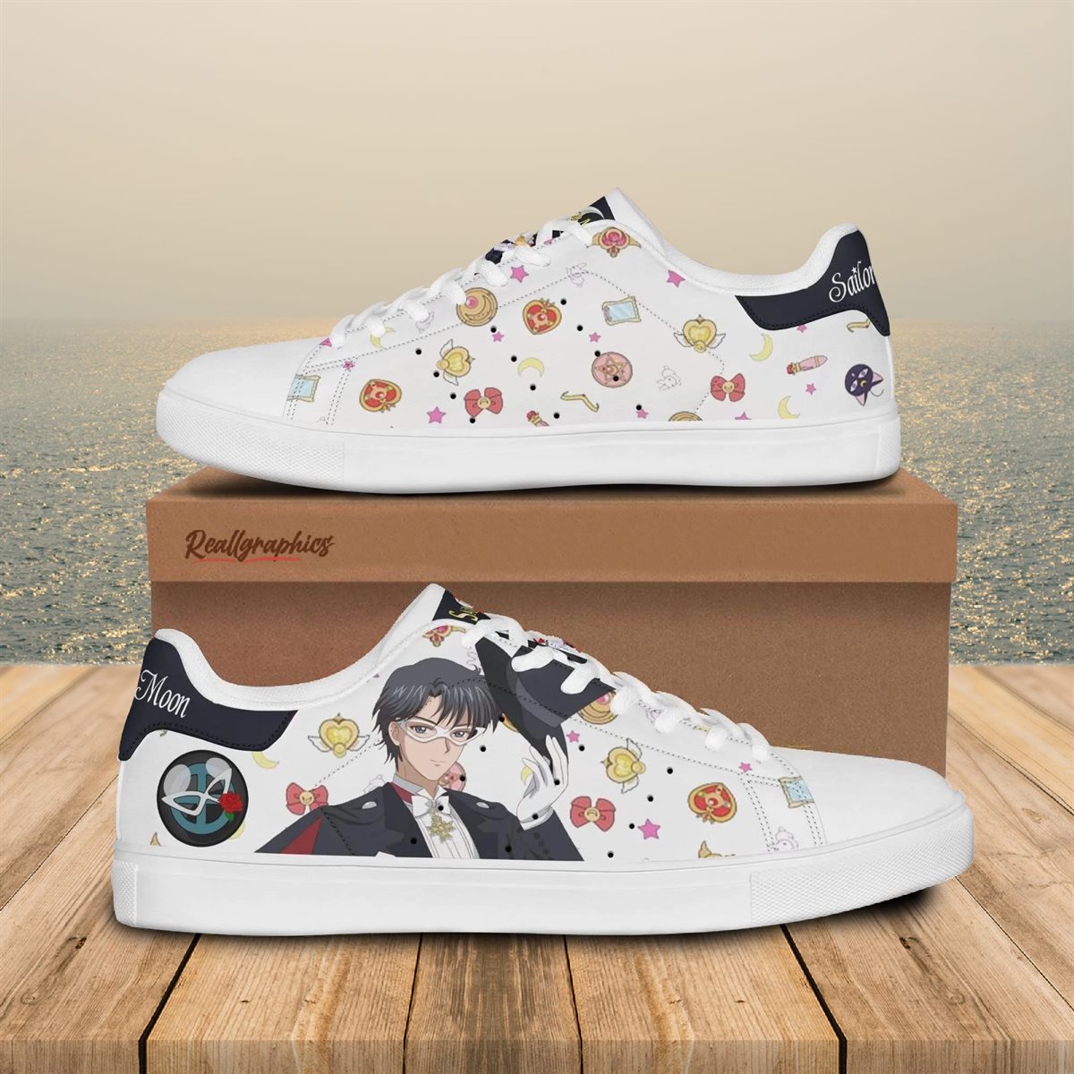 tuxedo mask sneakers custom sailor moon anime shoes