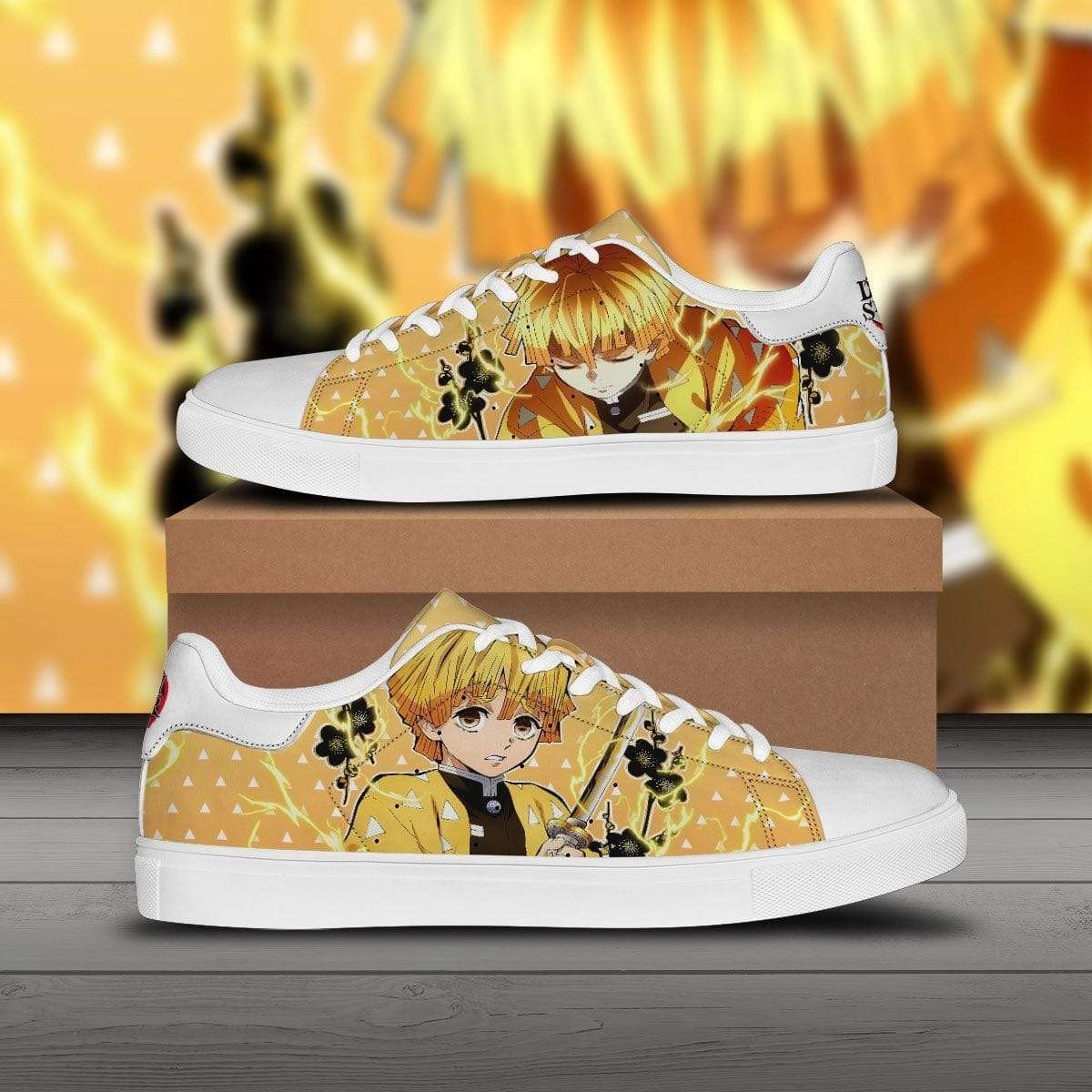 zenitsu agatsuma skate sneakers custom demon slayer anime shoes