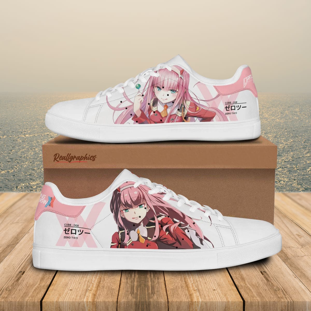zero two skate sneakers custom darling in the franxx anime shoes